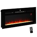 HOMCOM 40" 1500W Recessed and Wall Mounted Electric Fireplace Inserts with Remote, Adjustable Flame Color and Brightness, Cryolite-Effect Rocks, Black