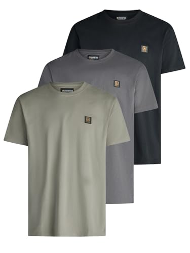 riverso Tshirt Herren Regular Fit RIVGino 3er Set Pack Rundhals Kurzarm Sommer Tee Shirt Logo, Größe:XL, Farbe:Pack 4 (Olive, Tahiti Grey… – Ansicht 1