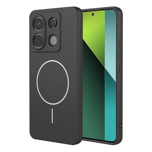 UPLAI Magnético Funda para Xiaomi Redmi Note 13 Pro 5G/Poco X6 5G, Ultra Delgado Sedoso Silicona Líquida Antigolpes Carcasa con Protección Cámara, Premium Suave TPU Estuche Caso. Negro