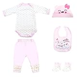 CARANOVO Reborn Baby Doll Clothes 22 inch Rabbit Friends 5pcs Outfit Accessories Set for 18-22 Inch Reborn Doll Newborn Girl
