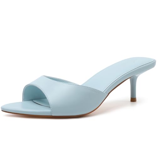 Image of Mostrin Kitten Heels for Women Pointed Toe Vintage Mules Heels Sexy Slip on Stiletto Backless Sandals for Party Wedding Daily