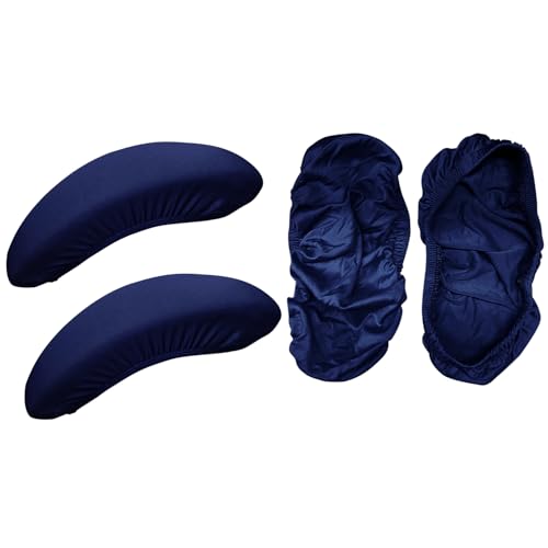 Image of HOKIPO 'SereneSolids' 140 GSM Armrest Covers for Office Chair (Elastic Style), 1 Pair, Navy Blue (AR-5933-NBLU)