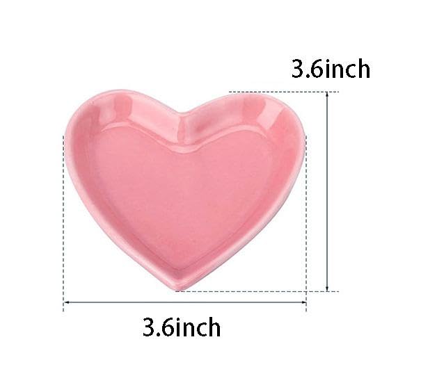 Mozacona 4pcs Ceramic Heart Shape Jewelry Trays Jewelry Dishes Storage Trays