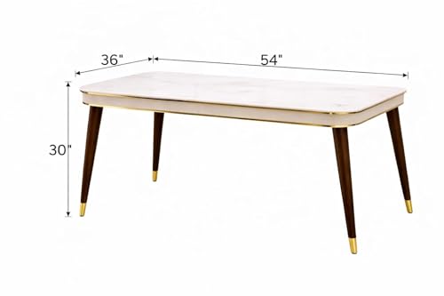 Image of WOODEN SPACE Wooden Dining Table with Nano Composite Marble Top & Solid Wood Base (Modern Vento Grey, 4 Seater, Modern Vento)