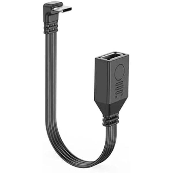 Płaski kabel USB typu C do OTG, 5-30 cm, odpowiedni do telefonów, komputerów, funkcji typu C, adapter męski 90 stopni na USB 2.0 żeński (10 cm, w dół)