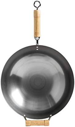 20-1140, Pro-Chef Round Bottom Wok with Wood Handles, 14-inch