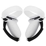 EKDJKK 1組 取り付け簡単 コントローラーグリップカバー ナックルストラップ付き Oculus Quest 2用 (ホワイト)