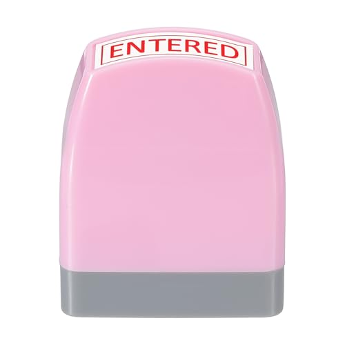 PATIKIL Entered Notice Stamp Self Inking, Red Ink Office Stamps Pre Inked Message Stamp Refillable Business Stamp, Pink by PATIKIL - Image 3