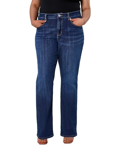 Women's Plus Size Bell Bottom Jeans Mid High Rise Flare Jean Skinny Stretchy Denim Pants