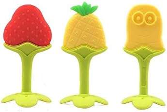 Gilli shopee Fruit Shape Silicone Teether for Baby (Combo Saver Pack of 3) Strawbery_Pineapple_Yellow