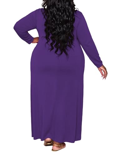 Image of TOPSRANI Womens Plus Size Maxi Dresses for Women Oversize Casual Short Sleeve V Neck Loose Plain Solid Trendy Summer Dress