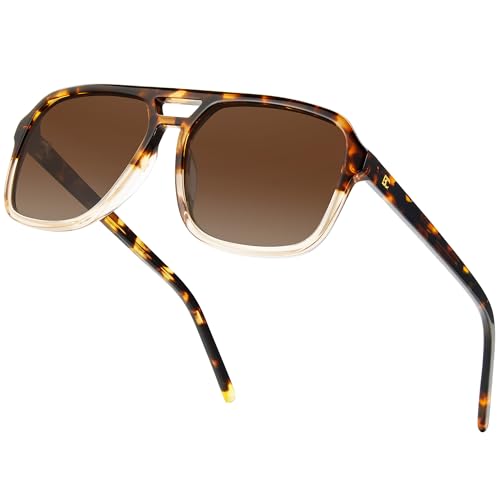 Image of BIRCEN Mens Acetate Polarized Sunglasses: Retro Square Sun Glasses UV400 Protection Anti-Glare Shades for Driving Travel