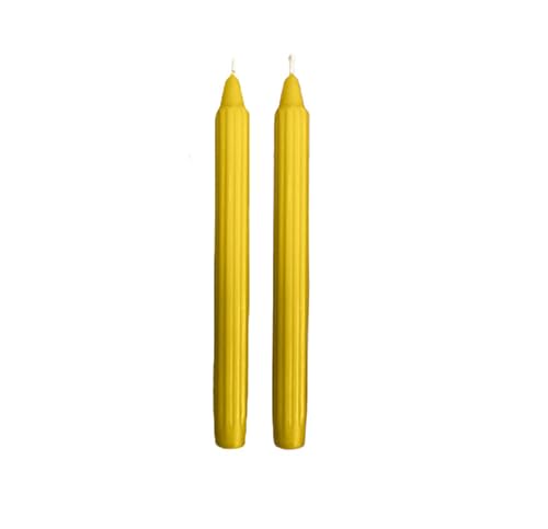 2 Candele decorative scanalate Doriche - Diametro 2,2 cm Altezza 25 cm - Colore Senape - Durata 8 ore - Cereria Di Giorgio