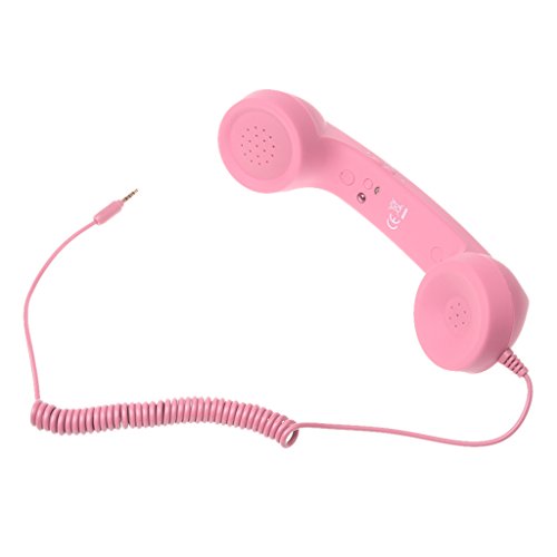 Sharplace Combiné Vintage Téléphone Jack 3.5mm Universel pour PC Ordinateurs Portables Smartphones - Rose