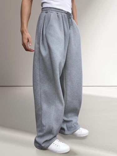 Men’s Baggy Sweatpants Wide Leg with Elastic Drawstring Waist, Casual Loose Lounge Joggers with Deep Pockets Fleece Comfort3
