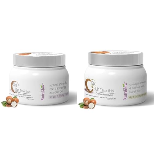 Nutriglow Hair Spa Cream With Volumizing & Shine Lock Formula For Weak & Frizzy Hair, 300g & NutriGlow Hair Spa Cream with Damage Reverse & Moisture Lock Formulation for Dry & Damaged Hair – 300g