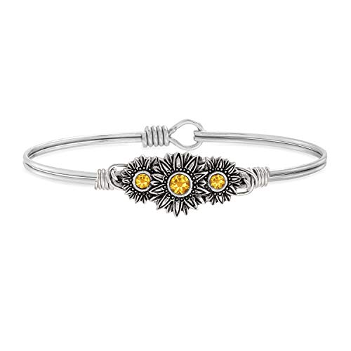Luca + Danni | Sunflowers Bangle Bracelet For Women - Silver Tone Regular Size Made in USA