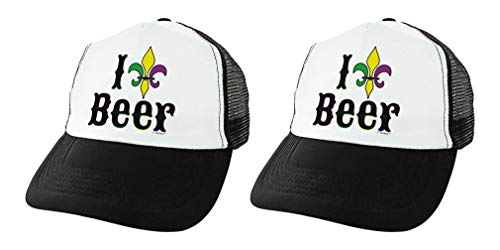 Mardi Gras Apparel Beer Mens Mardi Gras Hats for Women Mardi Gras Love 2-Pack Trucker Hats Black
