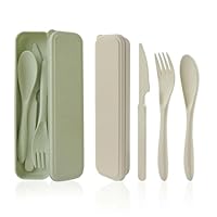 2 Set Posate Da Viaggio Con Custodia - Coltello, Forchetta, Cucchiaio In Plastica Riutilizzabile (Rosa+Blu) - Foto 8