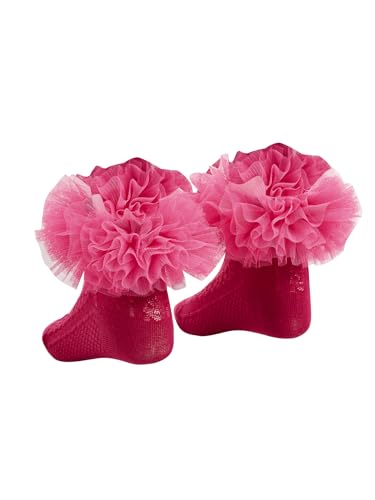 OYOANGLE Girl's 1 Pairs Cute Ruffle Trim Ankle Socks Breathable Lightweight Dress Sock2