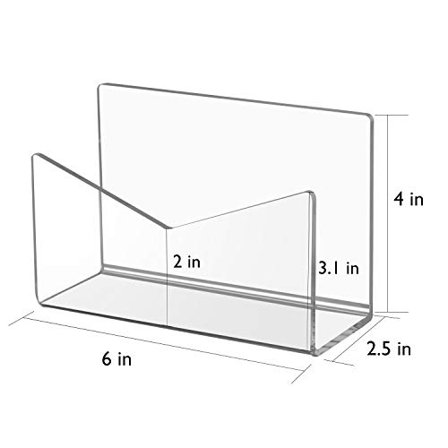 Ktrio Acrylic Mail Holder Mail Organizer Countertop, Letter Holder For Desk 6X2.5X4 Inches Envelope Holder Mail Sorter Stand For Home Office School #TOP6