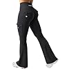 YEOREO CoreFlex Women Workout Flare Leggings with Pockets Hidden Scrunch High Waisted Cargo Gym Yoga No Front Seam Leggings