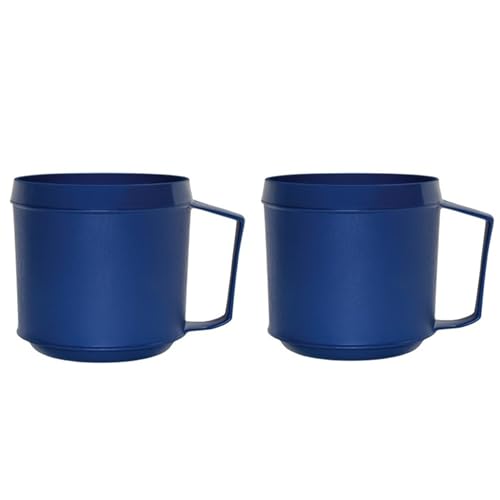 Rehabilitation Advantage Insulated 8 oz Blue Mug 2-Pack – Easy-Grip Handle for Elderly, Disabled, or Weak Grip – Durable Polypropylene Cup for Hot & Cold Drinks – Dishwasher Safe