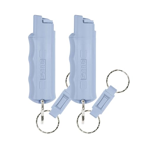 Image of Sabre Pepper Spray with Quick Release Keychain for Self Defense - Maximum Police Strength OC Spray with UV Marking Dye, Twist Lock Safety, Finger Grip, 10‑Second Spray, 14‑ft Range, Made in USA