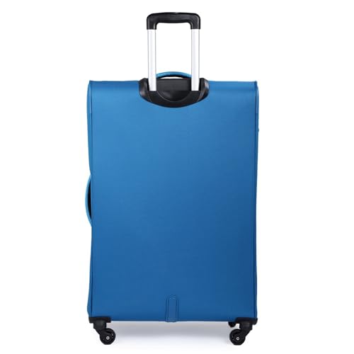 Image of American Tourister Apolo 81 cms Check-in Polyester Soft Sided 4 Spinner Wheels Luggage /Suitcase /Trolley Bag (Blue)