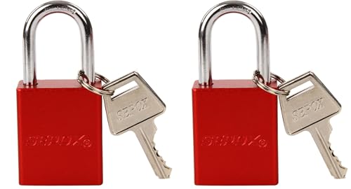 Image of SEPOX Ultra-Durable Anti-Rust Outdoor Padlock - Red Aluminum 38mm 1-1 /2 inch with Long Shackle & 3 Big Keys Ideal for Gate, Storage, Locker, Fence & Lock-Out, High Security (Pack of 2)
