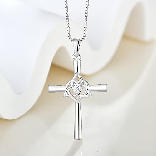 Lwasry Irish Celtic Knot Trinity Necklace Silver Cross Pendant Polished Religious Good Luck Jewelry For Women Girls #TOP1