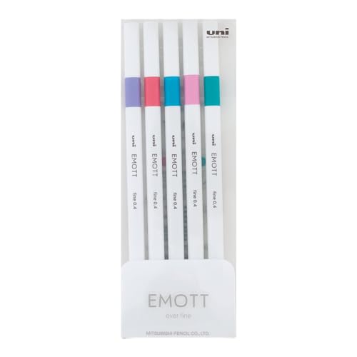 Uni Emott Fineliners - Set of 5, Candy Pop Colors