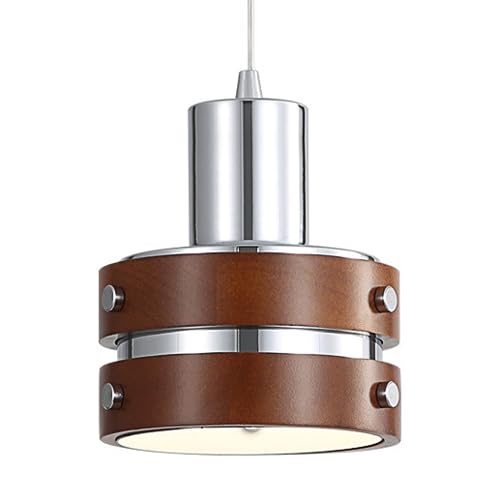 Lustre industriel rétro en bois et fer pour plafond