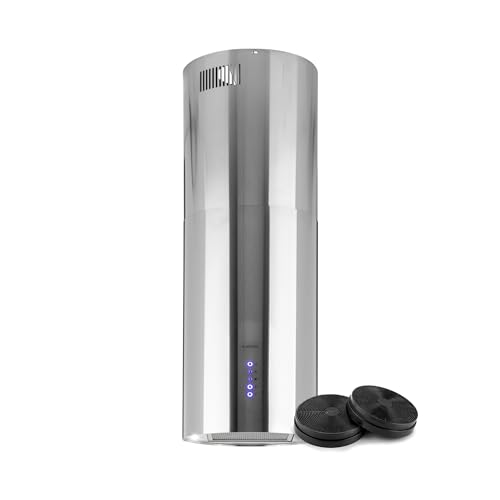 Klarstein Cappa Aspirante, con Timer e Flusso d'Aria di 650m³/h, Sospesa per Isola Cucina con 3 Modalità e Design Candelabro, Altezza Regolabile e Filtri Carboni Attivi