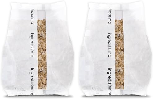 Ingredissimo - Copos de Avena 100% Integrales, Bolsa 1 Kg, Alimento Natural Rico en Proteínas y Fibra, Vegano, Sin Azúcar Añadido, Ideal para Desayunos, Panes y Repostería (Paquete de 2)