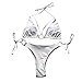 Maillot de Bain à Lacets pour Femme Ensemble de Bikini Triangle à Licou avec Bas à Nouer sur Les côtés Maillot de Bain Deux pièces Creux Sexy Maillots de Bain (Blanche,M)