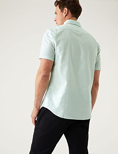 Image of Marks & Spencer Mens Striped Cotton Collared Neck Regular Fit Oxford Shirt