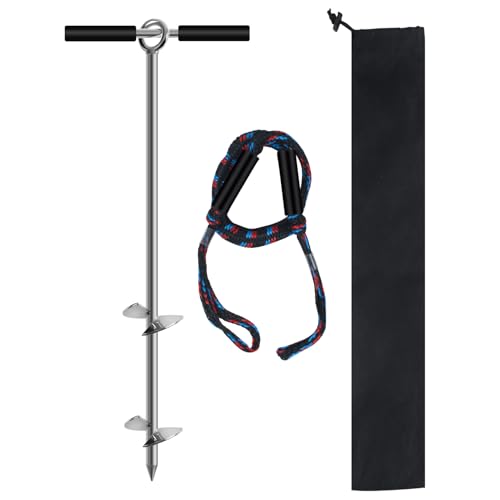 Ancre de sable pour bateau 45 cm avec poignée amovible et corde élastique pour eau peu profonde