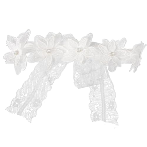 UEIOAVL Baby Girls' Headbands, baby girl Stirnband für Babys und Mädchen doppellagig Spitze elastisch mit Blume und Schleife verstellbar Haar-Accessoires für Neugeborene weiches Baby-Haarband (weiß)