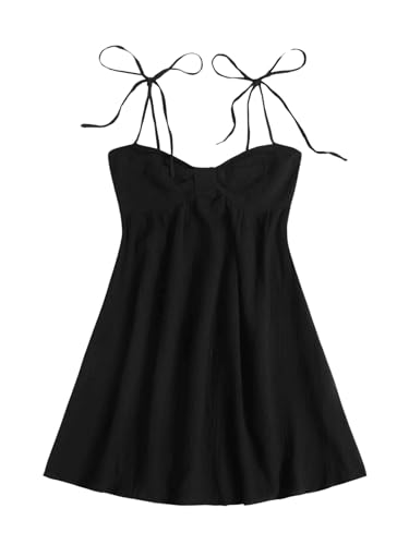 Image of SOLY HUX Women's Summer Cami Sun Dress A Line Tie Shoulder Y2k Cute Casual Short Mini Beach Babydoll Dresses