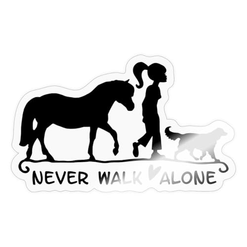 Spreadshirt Never Walk Alone Pferd Hund Sticker Aufkleber, 10 x 10 cm, Transparent glänzend