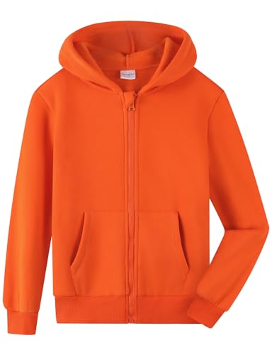 Image of Spring&Gege Youth Solid Fleece Hoodies Soft Full Zip Hooded Sweatshirts for Children (3-12 Years)