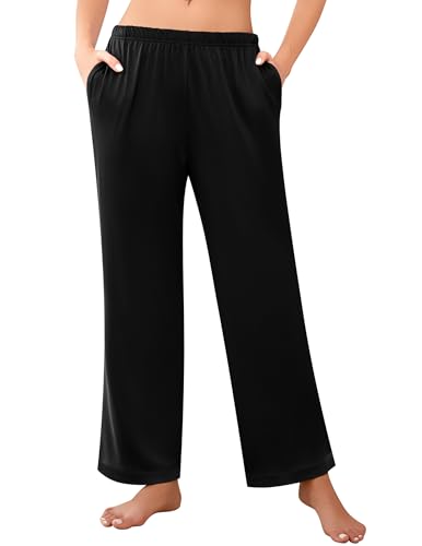 Ekouaer Womens Soft Pajama Pants Casual Lounge Sleep Pants Stretch Pajama Bottoms Color Block Hem Pj Pants with Pockets