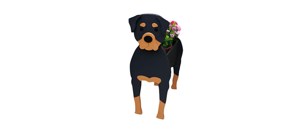 Dog Planter Plant Pots, 3D Animal Shape Cartoon Flower Pot, Cute Dog Flower Pots for Garden Flower Cactus Air Plants, Home Decor,Rottweiler,23 * 16 * 18cm
