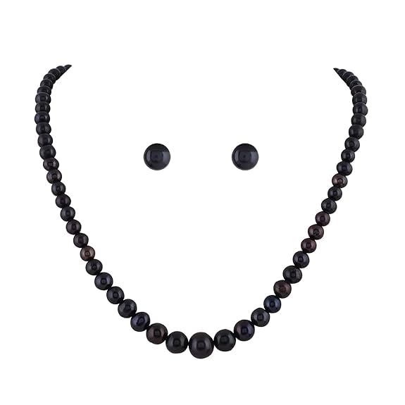 Pramila Creations Classic Black Pearl & Bead Necklace Set with FREE Ear Studs & Bracelet (Gift/Party/Wedding) (Black) (B0DFPZTZLM) Amazon Price History, Amazon Price Tracker