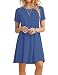 MOLERANI Women's Casual Plain Simple T-shirt Loose Dress (M, 14-Short Sleeve-Beja Blue)
