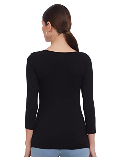 Image of Marks & Spencer Womens Solid Cotton Blend Boat Neck Slim Fit T-Shirt
