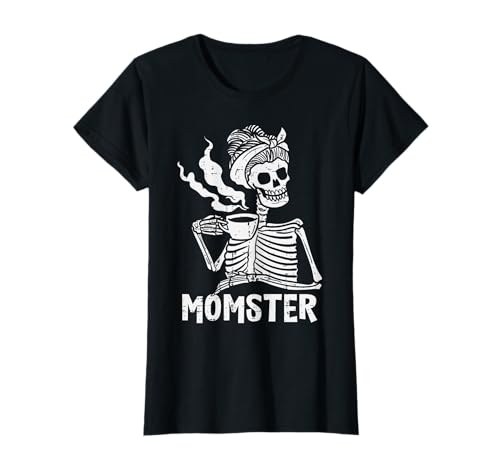 Momster Skelett Frau Kaffee Lustig Halloween Mama Mama Frauen T-Shirt