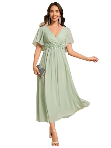 Robe d'invité de mariage pour cérémonie d'été en mousseline légère à volants