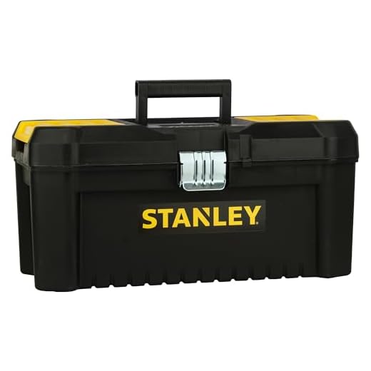 Stanley Werkzeugbox / Werkzeugkasten (16", 20x19,5x41cm, Werkzeugkoffer mit Metallschließen, stabiler Organizer aus Kunststoff für diverse Werkzeuge, Koffer mit entnehmbarer Trage) STST1-75518